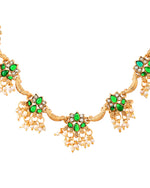 Thumbnail for VOJ Gold Tone Green Floral Necklace Set - Dista