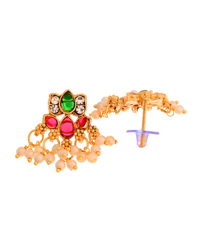 VOJ Gold Tone Multi Colour Floral Necklace Set - Dista