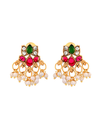VOJ Gold Tone Multi Colour Floral Necklace Set - Dista