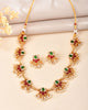 VOJ Gold Tone Multi Colour Floral Necklace Set - Dista