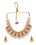 Thumbnail for VOJ Gold Plated Ruby Red Stone Oval Jewellery Set