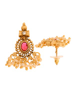 Thumbnail for VOJ Gold Plated Ruby Red Stone Oval Jewellery Set