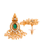 Thumbnail for VOJ Gold Plated Green Stone Oval Jewellery Set - Dista