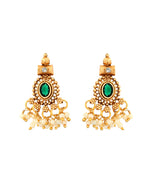 Thumbnail for VOJ Gold Plated Green Stone Oval Jewellery Set - Dista