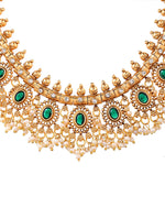 Thumbnail for VOJ Gold Plated Green Stone Oval Jewellery Set - Dista