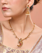 Thumbnail for VOJ Gold Plated Antique Design Ruby Red Jewellery Set