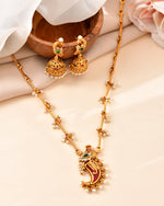 Thumbnail for VOJ Gold Plated Antique Design Ruby Red Jewellery Set