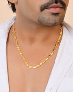 Thumbnail for VOJ Gold Plated Wave Design Biscuit Chain For Men