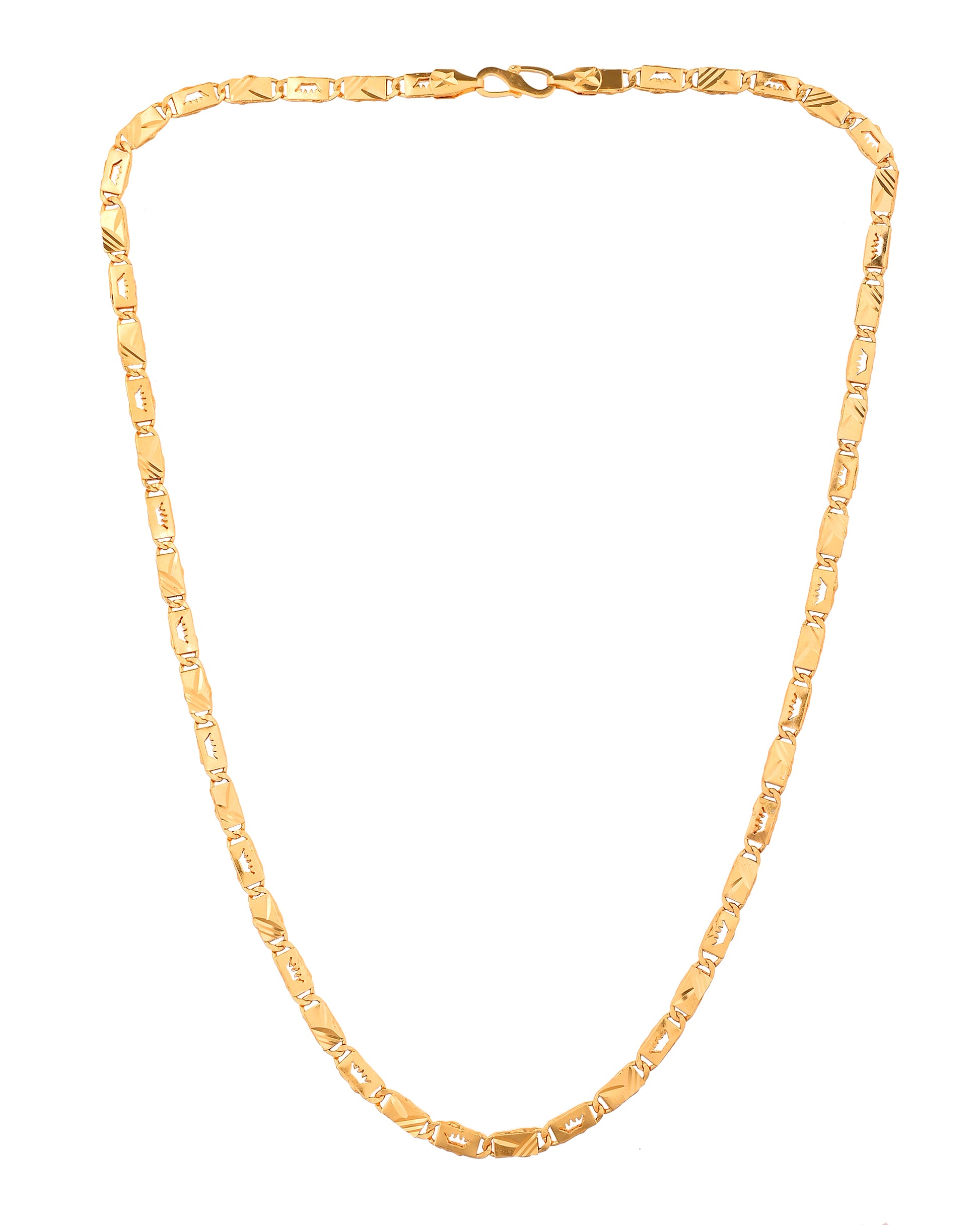 VOJ Gold Plated Crown Design Biscuit Chain For Men - Dista