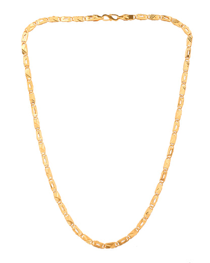 VOJ Gold Plated Crown Design Biscuit Chain For Men - Dista