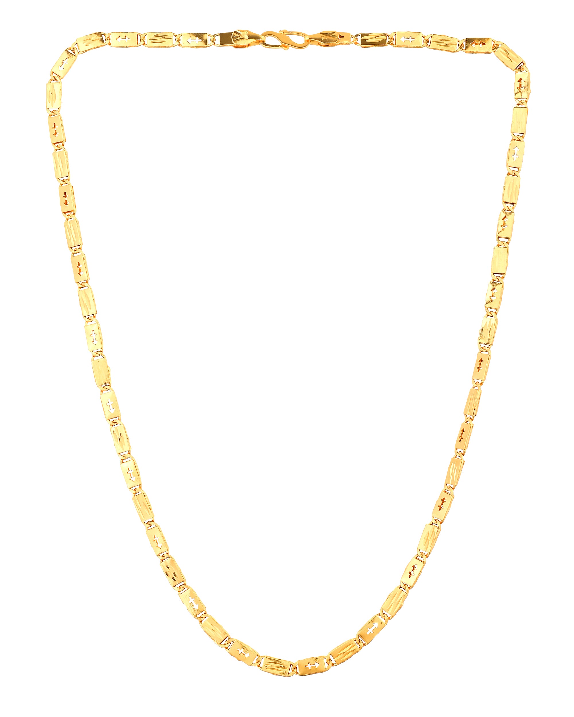 VOJ Gold Plated Arrow Design Biscuit Chain For Men - Dista