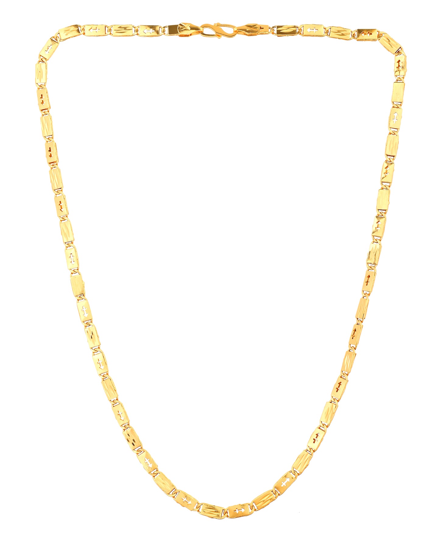 VOJ Gold Plated Arrow Design Biscuit Chain For Men - Dista