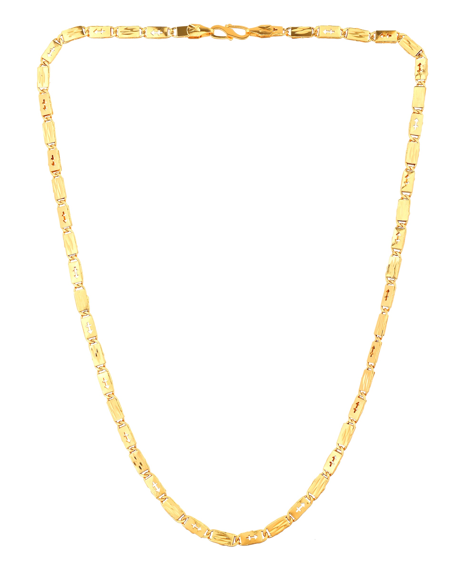 VOJ Gold Plated Arrow Design Biscuit Chain For Men - Dista