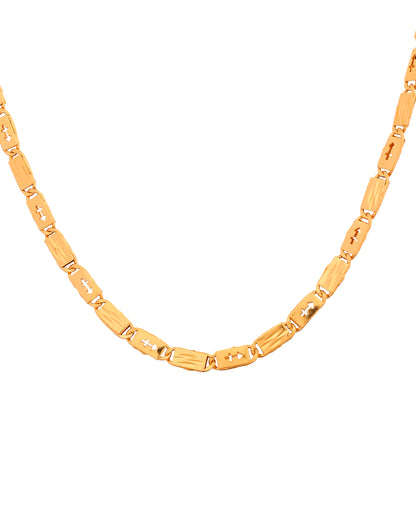 VOJ Gold Plated Arrow Design Biscuit Chain For Men - Dista