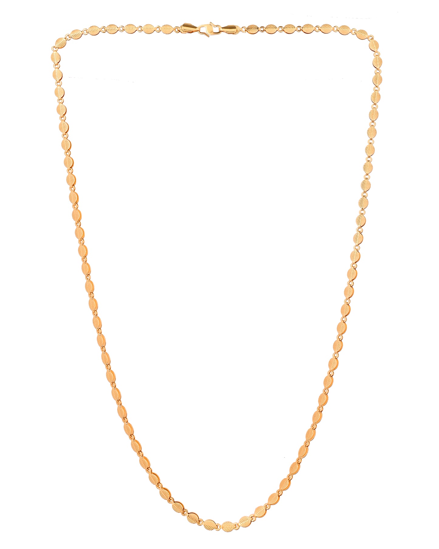 VOJ Gold Plated Oval Leaf Shaped Chain For Men - Dista