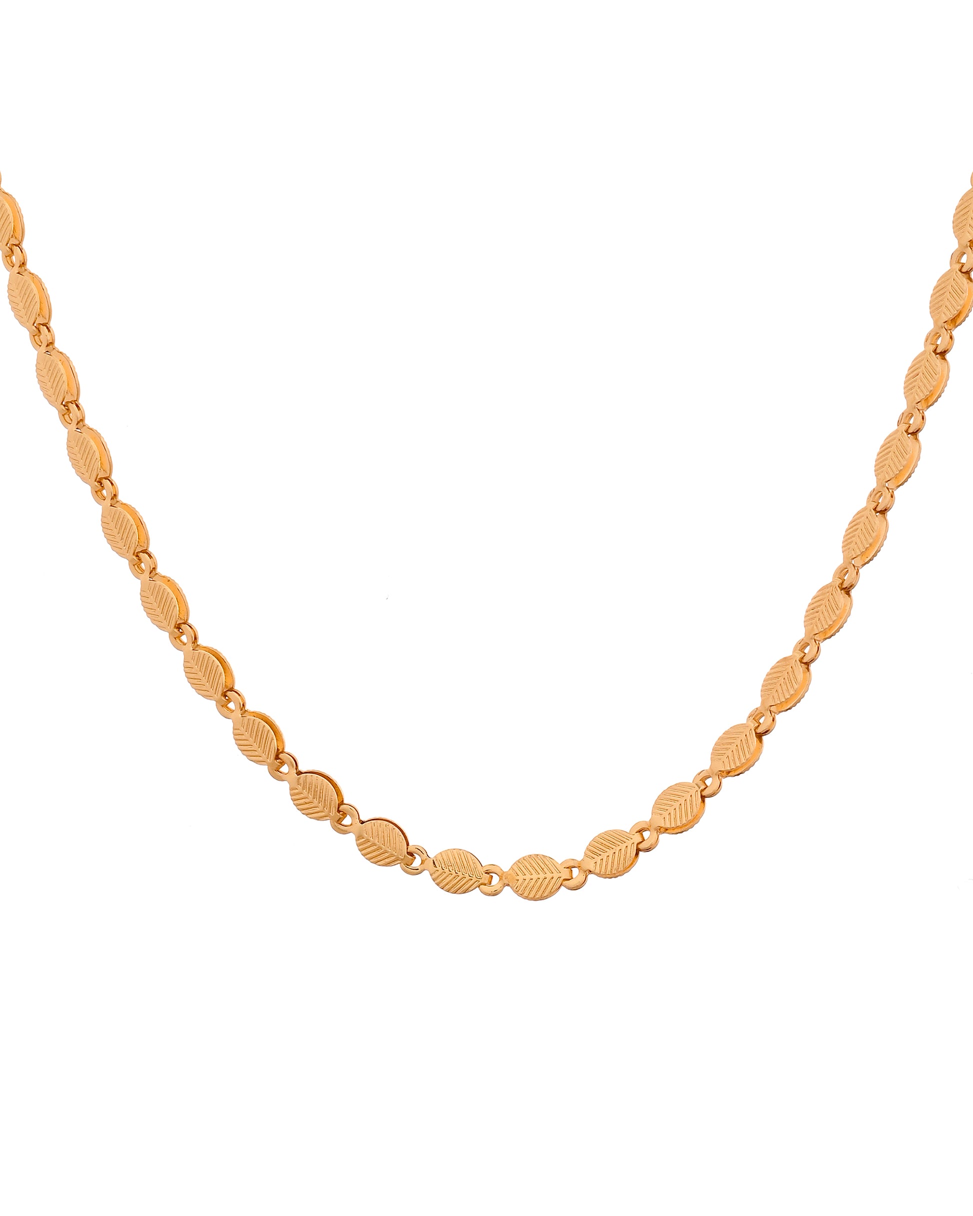 VOJ Gold Plated Oval Leaf Shaped Chain For Men - Dista