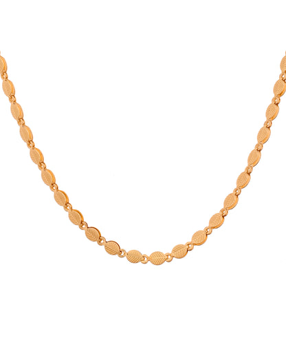 VOJ Gold Plated Oval Leaf Shaped Chain For Men - Dista