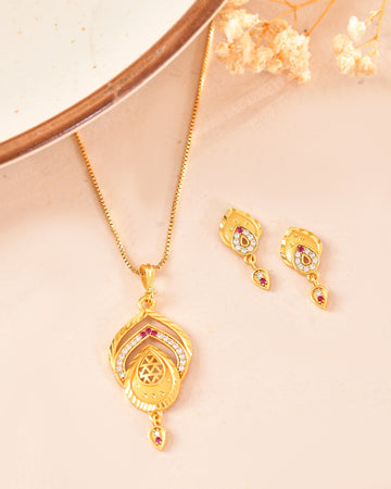 VOJ Gold Plated Teardrop Shaped Chain Set - Dista