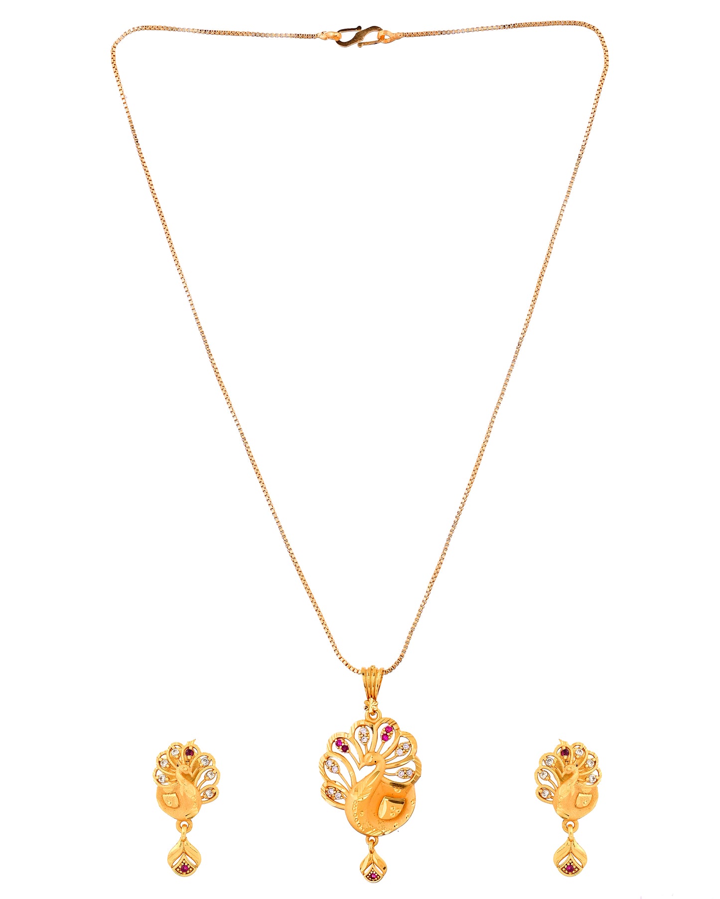 VOJ Gold Plated Peacock Shaped Chain Set - Dista
