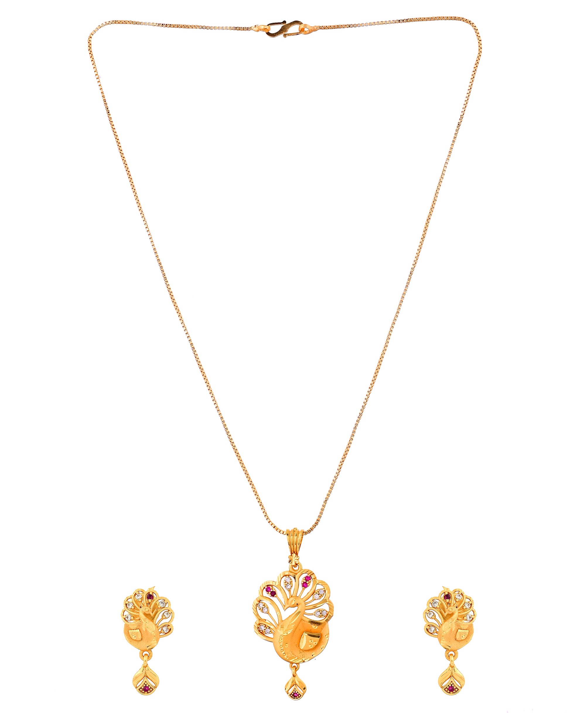 VOJ Gold Plated Peacock Shaped Chain Set - Dista