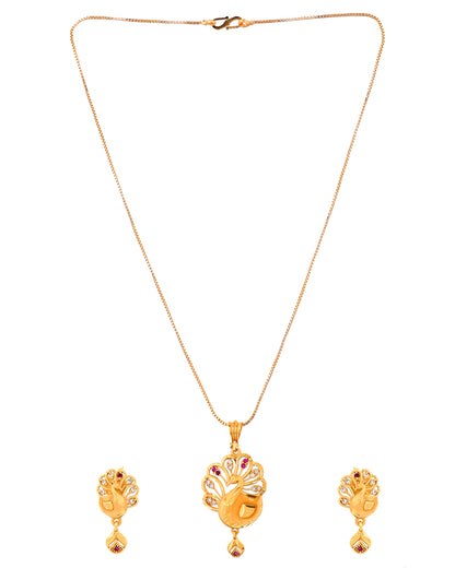 VOJ Gold Plated Peacock Shaped Chain Set - Dista