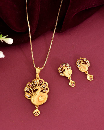 VOJ Gold Plated Peacock Shaped Chain Set - Dista