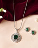 VOJ Silver Tone Blue Rectangular And Ad Stone Studded Chain Set - Dista
