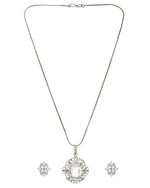 Thumbnail for VOJ Silver Plated Rectangular Stone Studded Ad Chain Set