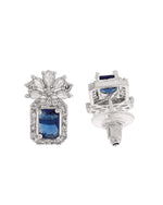 Thumbnail for VOJ Silver Plated Blue Rectangular Stone Studded Ad Chain Set