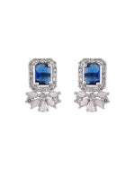 Thumbnail for VOJ Silver Plated Blue Rectangular Stone Studded Ad Chain Set