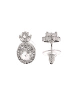 Thumbnail for VOJ Silver Plated Oval Shaped Ad Stone Studded Chain Set