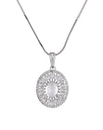 Thumbnail for VOJ Silver Plated Oval Shaped Ad Stone Studded Chain Set