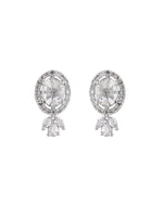 Thumbnail for VOJ Silver Plated Oval Shaped Ad Stone Studded Chain Set