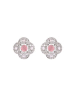 Thumbnail for VOJ Silver Plated Floral Shaped Baby Pink Circular Ad Chain Set - Dista