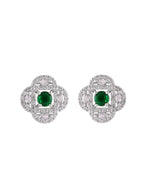 Thumbnail for VOJ Silver Plated Floral Shaped Green Circular Ad Chain Set - Dista