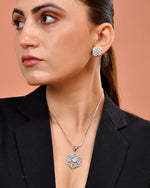 Thumbnail for VOJ Silver Plated Circular Shaped Floral Ad Chain Set