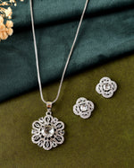 Thumbnail for VOJ Silver Plated Circular Shaped Floral Ad Chain Set