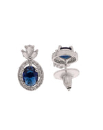 Thumbnail for VOJ Silver Plated Oval Shaped Blue Stone Studded Ad Chain Set