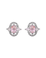 Thumbnail for VOJ Silver Plated Baby Pink Rectangular Shaped Ad Chain Set