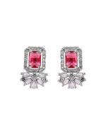 Thumbnail for VOJ Silver Plated Ruby Red Rectangular Stone Studded Ad Chain Set