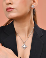 Thumbnail for VOJ Silver Plated Square Shaped Ad Pendant With Chain Set