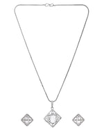 Thumbnail for VOJ Silver Plated Square Shaped Ad Pendant With Chain Set