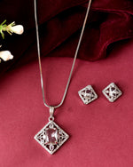 Thumbnail for VOJ Silver Plated Square Shaped Ad Pendant With Chain Set