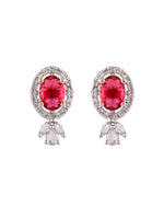 Thumbnail for VOJ Silver Plated Oval Shaped Ruby Red Ad Chain Set