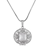 Thumbnail for VOJ Silver Plated Rectangular Ad Stone Studded Chain Set