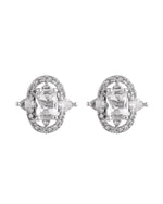 Thumbnail for VOJ Silver Plated Rectangular Ad Stone Studded Chain Set