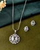 VOJ Silver Plated Rectangular Ad Stone Studded Chain Set - Dista