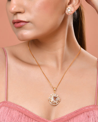 VOJ Gold Toned Rectangular Shaped Ad Chain Set - Dista