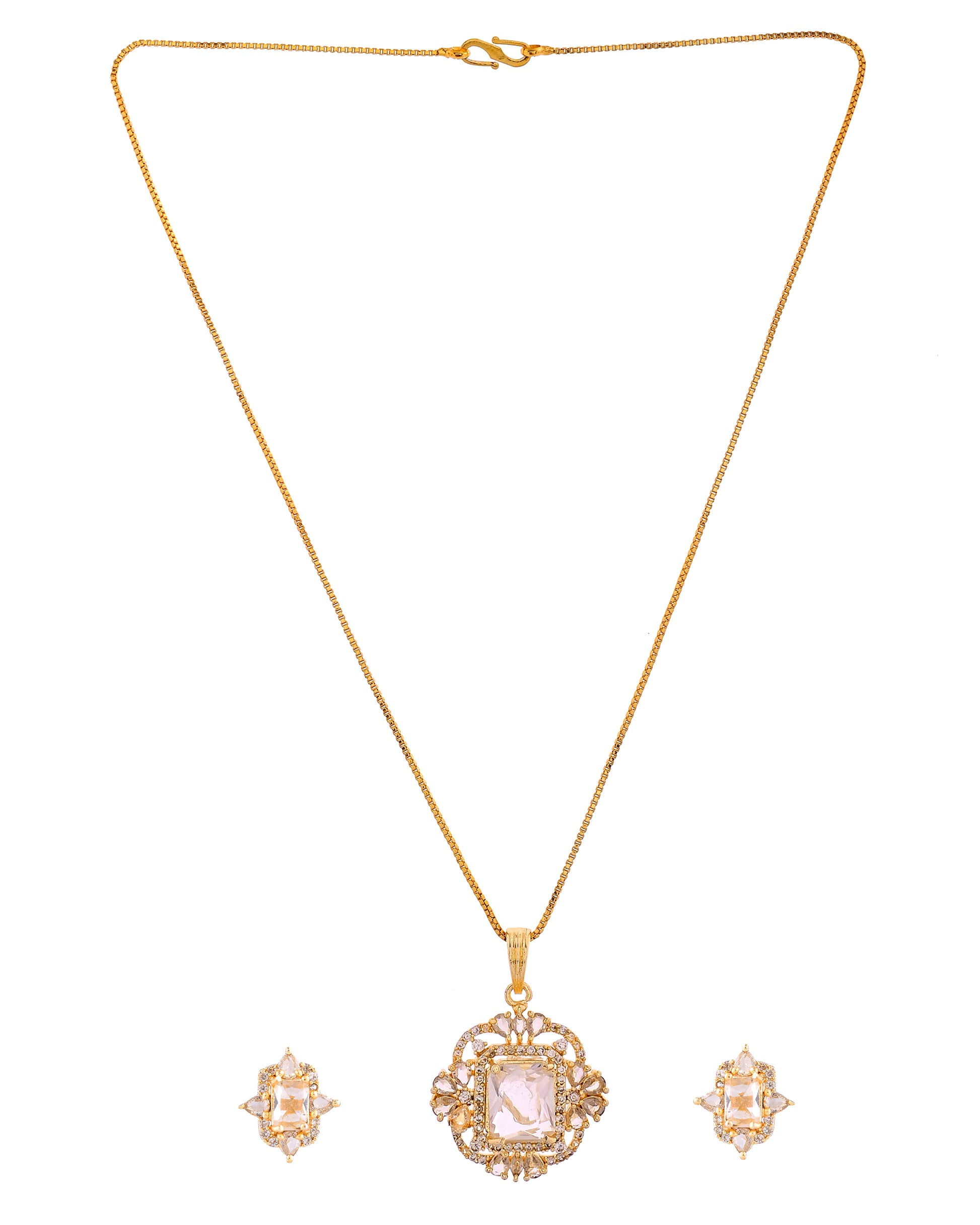 VOJ Gold Toned Rectangular Shaped Ad Chain Set - Dista