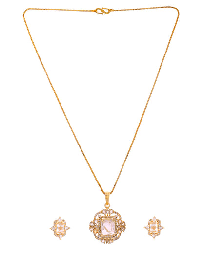 VOJ Gold Toned Rectangular Shaped Ad Chain Set - Dista